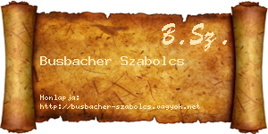 Busbacher Szabolcs névjegykártya